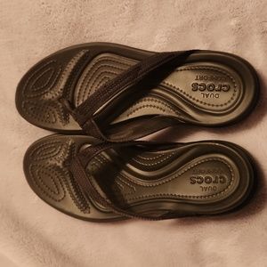 Black Croc Flip Flops